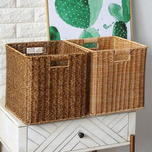 塑料藤编整体橱柜收纳筐 衣帽间柜子储物筐 电视柜格子篮整理篮正