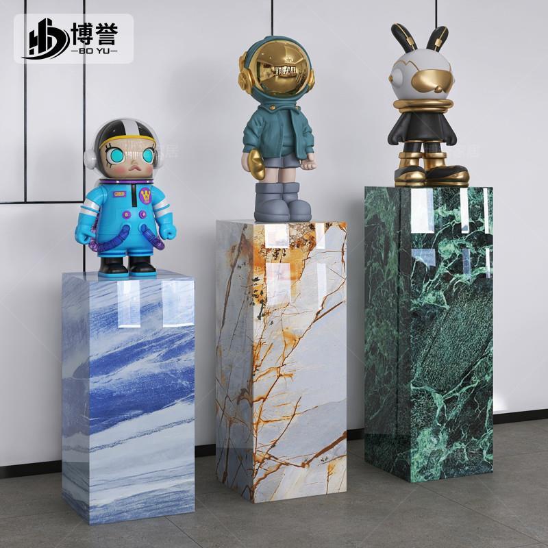 岩板立柱子大理石摆件底座展示摆台暴力熊装饰品花架子客厅落地式