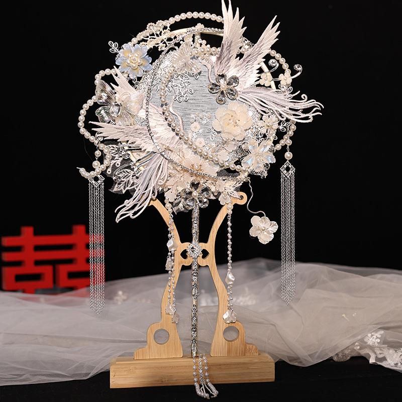 新娘结婚团扇手工diy材料包重工成品扇闺蜜新婚礼物喜扇秀禾婚礼