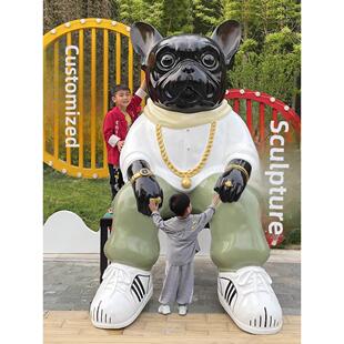 雕塑定制玻璃钢卡通人物雕像树脂模型户外大型门口吉祥物法斗摆件