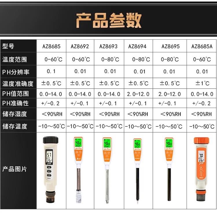 衡欣AZ酸度计PH计PH值实验室酸碱度检测仪强酸强碱食物酸碱测试