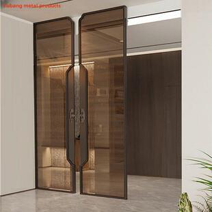 不锈钢夹丝玻璃屏风酒店大堂餐厅玄关过道办公室铝雕异形隔断隔栅