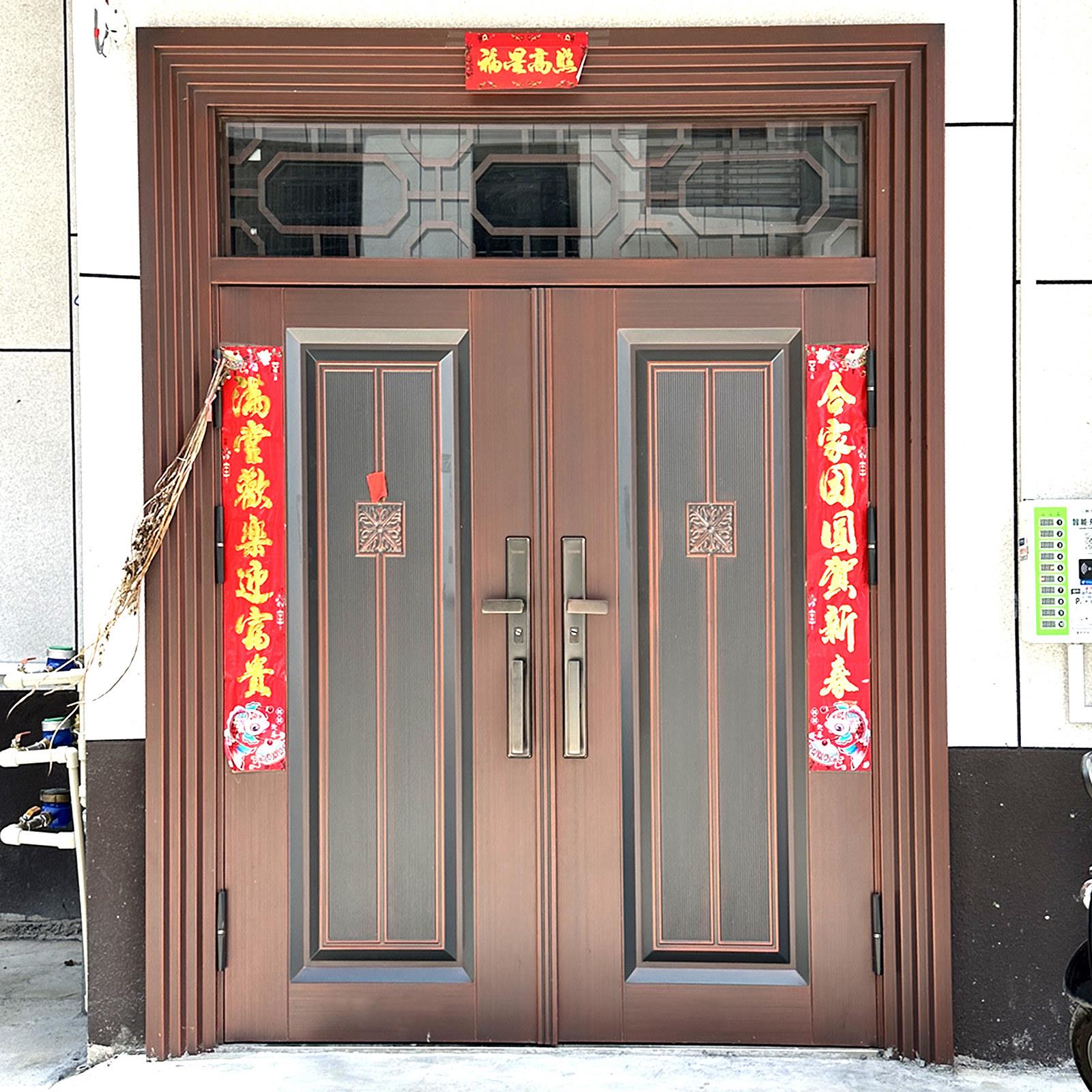 锌合金房屋大门农村自建房屋入口门防盗门入口门婆婆铜门户双门