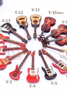 迷你电吉他模型摆件10cm古典吉他电贝斯生日蛋糕娃娃乐器大小提琴