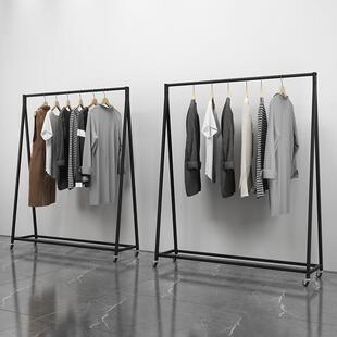 加粗铁艺服装店展示挂衣架落地式带轮可移动龙门架家用服装架定制