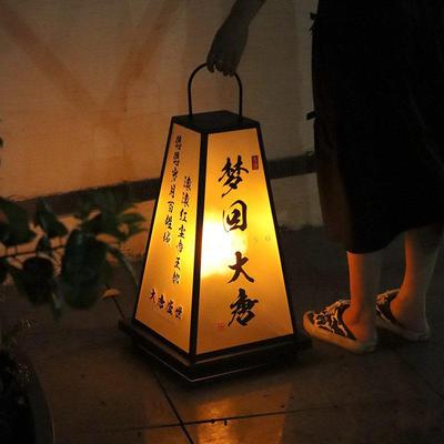 户外落地灯箱广告牌定制 复古手提移动充电仿真led火焰灯发光招牌