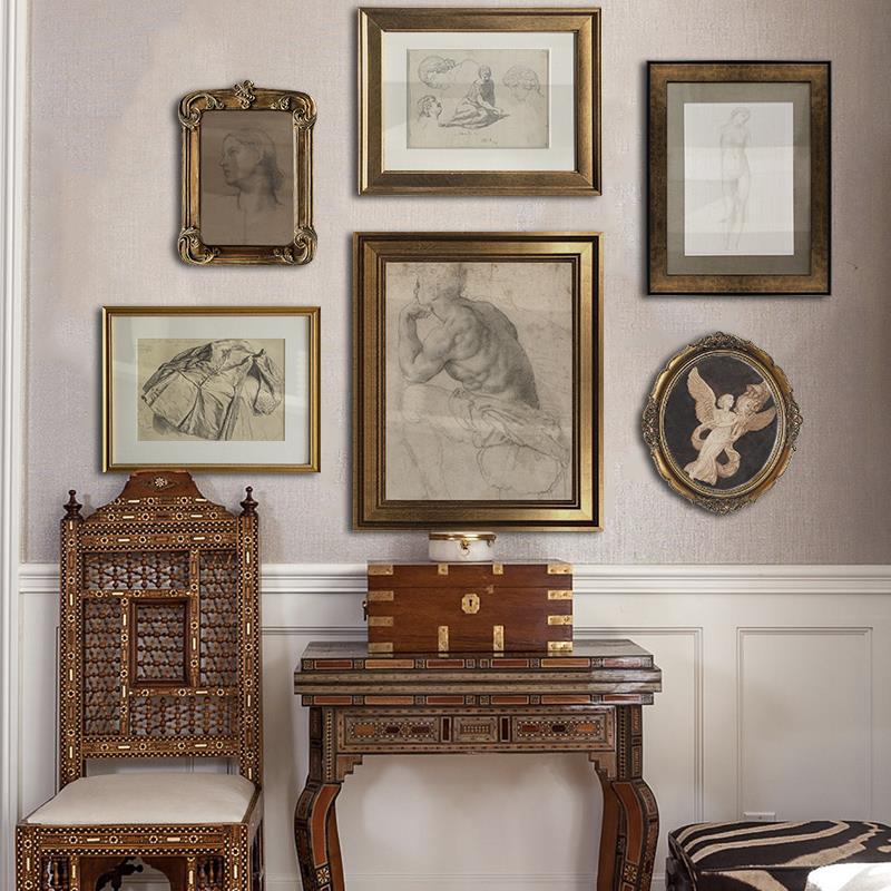 念旧物 复古人物艺术组合挂画欧式高档客厅背景墙壁画轻奢玄关画