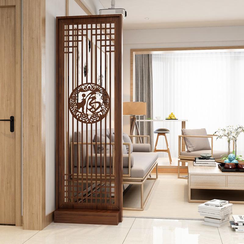 新中式木质镂空屏风隔断玄关装饰架客厅办公室隔断柜玄关遮挡座屏
