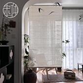 简约纯色ins风装 饰苎麻隔断窗垂直挂帘屏风遮挡布帘子定制免打孔