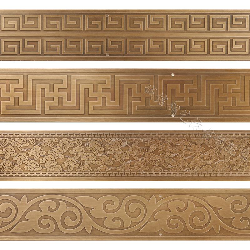 仿古纯铜包角直条柜门大门护角中式背景装饰线条箱子家具封边压条