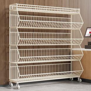 超市货架新款收银柜台前小货架陈列架斜口篮便利店零食置物架推拉