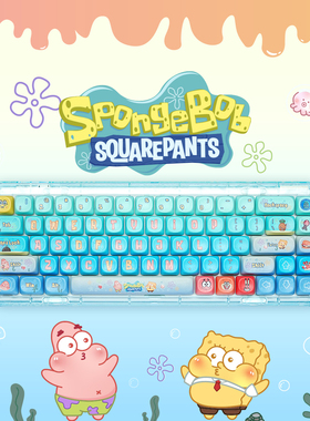 泰坦国度海绵宝宝主题PBT热升华键帽可爱150键大全套MOA高度女生