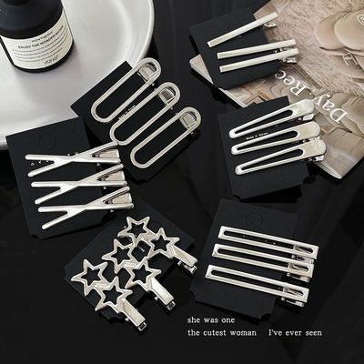 金属发夹镂空星星发夹侧边刘海夹女前额碎发鸭嘴夹子一字发卡头饰