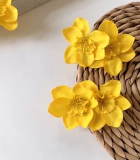 氛围感黄色双生花朵发夹甜美侧边夹发卡刘海夹度假打卡