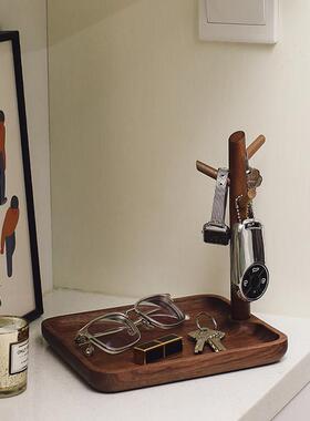 安也造木 进门口玄关放钥匙树枝收纳摆件实木桌面置物收纳盒托盘