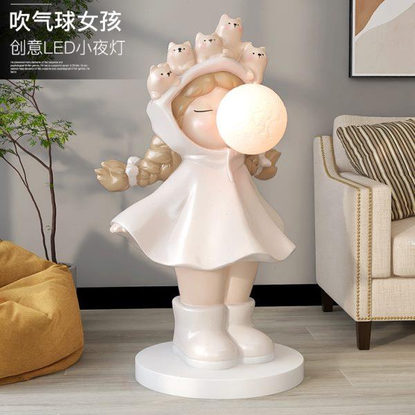 轻奢女孩大型落地摆件客厅电视柜沙发旁夜灯家居饰品乔迁新居礼品