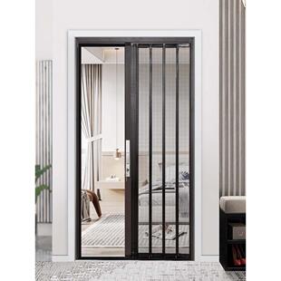 不锈钢金刚网折叠纱门平网带锁防盗防猫防狗防蚊推拉金家用纱窗门