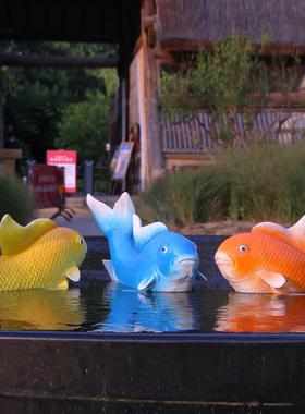 玻璃钢彷真鲤鱼发光摆件海洋主题动物雕塑鱼模型庭院水池造景装饰