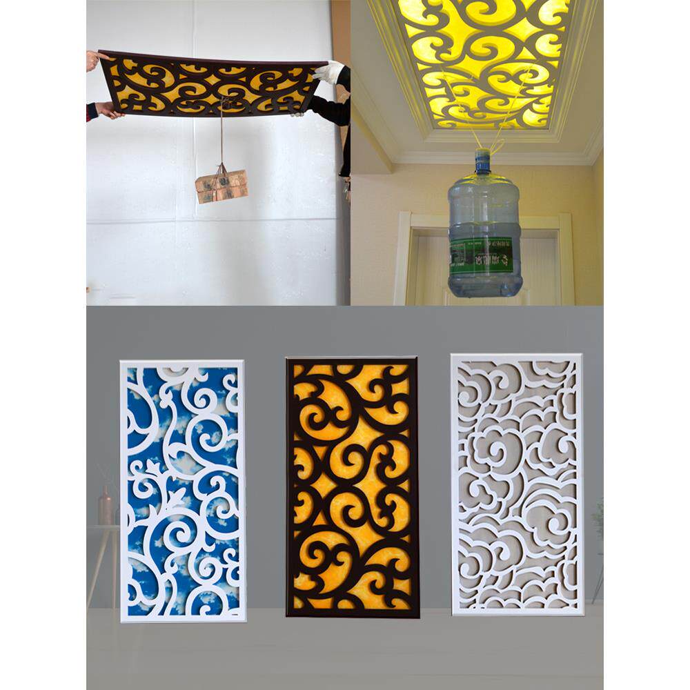 玄关吊顶花格屏风天花装饰板PVC镂空雕花板客厅背景墙格栅隔断板