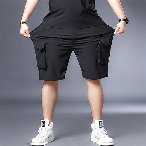 胖子短裤男夏季2024新款大码男装宽松工装裤加肥加大冰丝薄款裤子