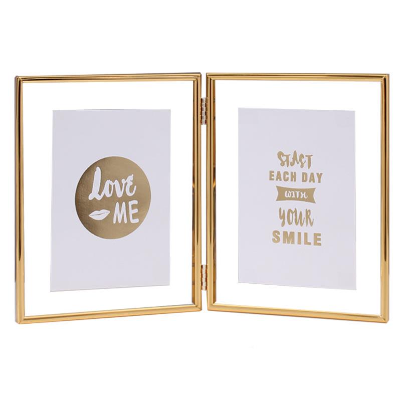 折叠两联面属12001双金水晶创玻璃双相框摆台意个性照片摆件5寸6