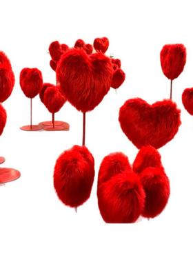 大红色爱心摆件照节日典庆装饰造景美陈背景店铺商场打PIZ墙卡拍