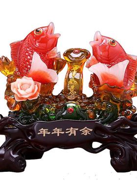 年年有余如意摆件ML180创意客脂厅艺酒柜玄关装饰品婚庆乔迁树工