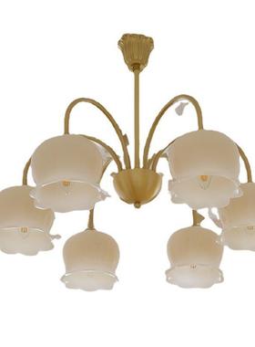 现代法式美式22450中古风简衣奶油铃兰花餐朵卧室吊灯帽间约客厅