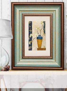 美式复古装饰画实木相相框摆台片框册架中照古风DY70428框挂画装