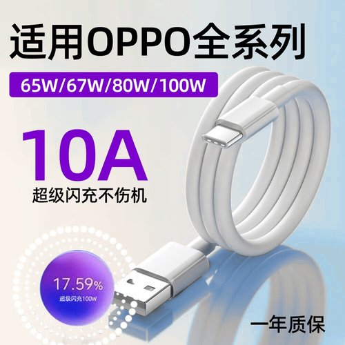 适用OPPO数据线65W/67W/80W/100W闪充线Reno4/5/6/7/8/9/10/11/12