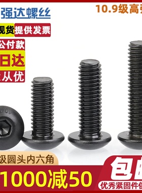 M2M2.5M3M4 10.9级高强度半圆头内六角螺栓盘头圆杯螺丝钉ISO7380