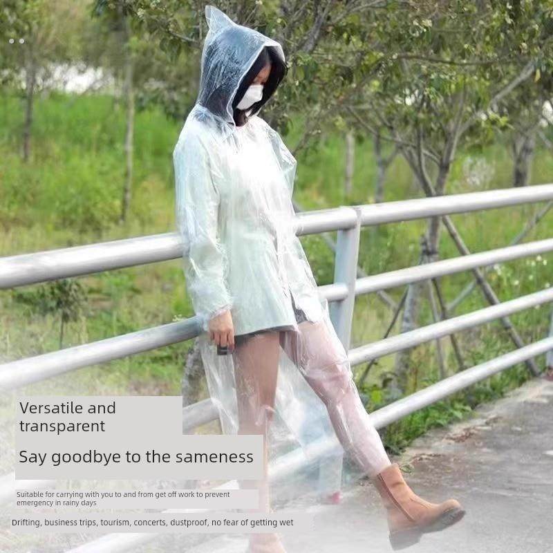 卡片雨衣一次性便携式全身防雨加厚具成人均雨披游乐场旅游出行