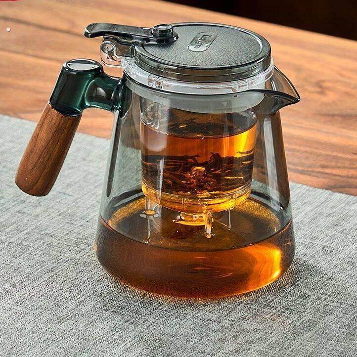 飘逸耐热茶壶2026新款一键茶水分离家用玻璃分离器茶具套装