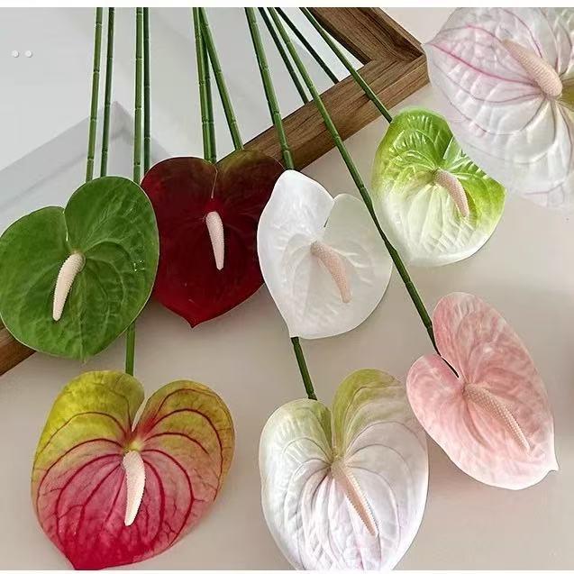 手感红掌鹅掌仿真花火鹤植物婚庆客厅花材婚礼装饰假花插花花艺