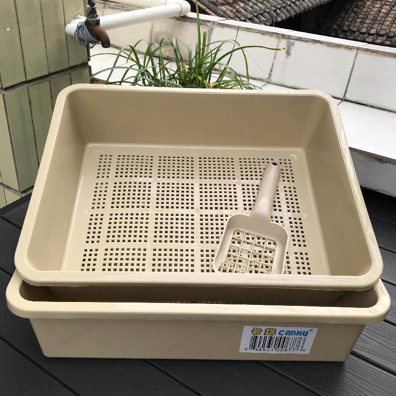 双层大号松木猫砂盆豆腐猫砂盆猫厕所龟苗箱育乌龟饲养盒养龟专用