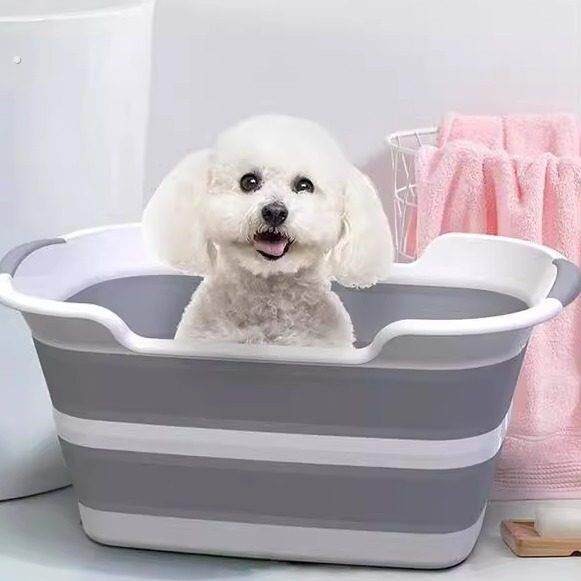 宠物洗澡盆小狗狗洗澡可排水折叠浴盆浴池脏衣收纳篮猫咪通用浴缸