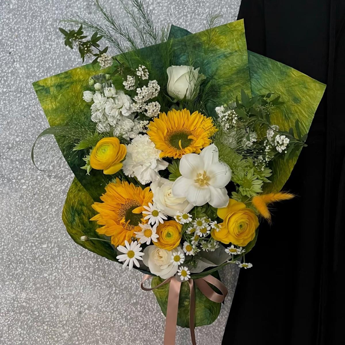 水墨石纹肌理纸鲜花花束包装纸渐变浮染鲜花花艺包装花店手工纸