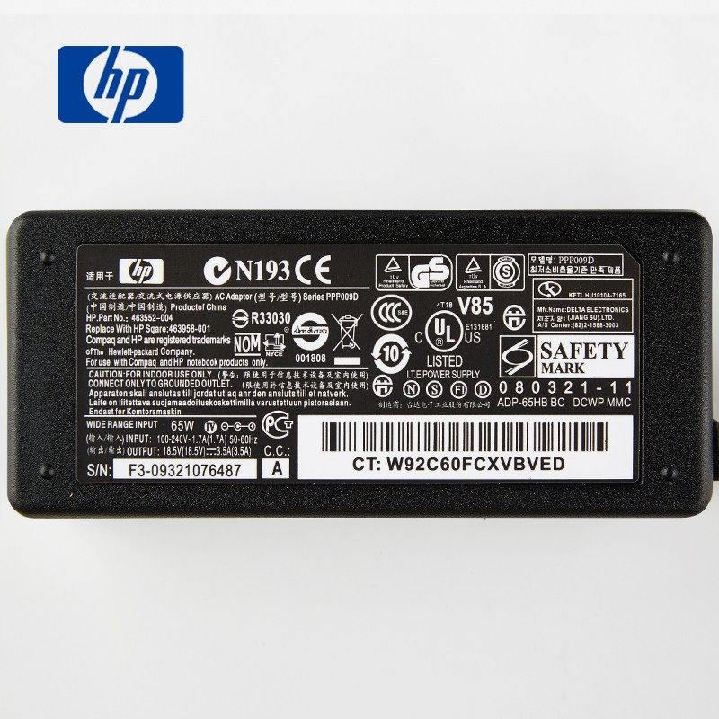 康柏笔记本电源适配器18.5V3.5A手提电脑65w大口带针充电器送线