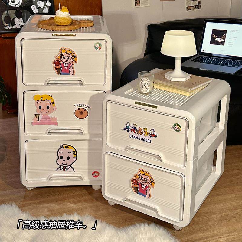 高级感床头收纳柜可移动出租房小推车卧室大容量宿舍抽屉式置物架