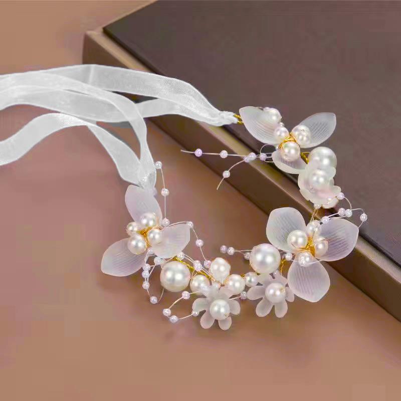 儿童手腕花女童花童手环手环花饰品手饰演出蝴蝶花环手链表演手花