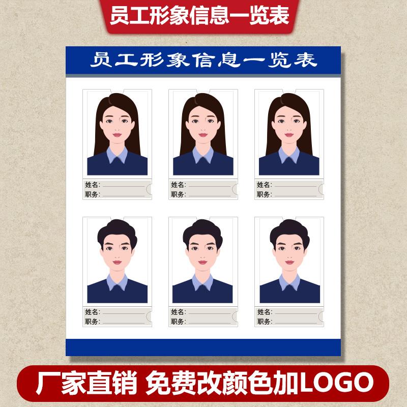 员工信息公示栏教师风采插卡医护党员形象姓名职务定制优秀一览表