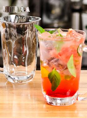 ROUPA罗派 玻璃杯子水杯茶杯带把扎啤杯啤酒杯创意个性咖啡果汁杯