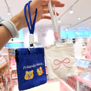 帆布可爱迷你挂脖卡包一体钥匙零钱包情侣款校卡饭卡门禁卡收纳包