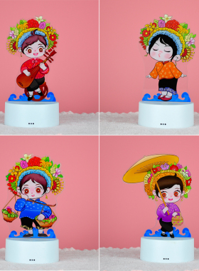 簪花围小夜灯浔浦女戴花创意卡通泉州厦门旅游纪念品送礼照明摆件