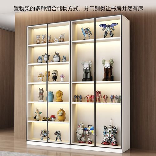 定制手办柜带玻璃门整墙防尘书架玩具模型陈列展示柜家用书柜