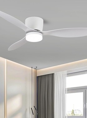 复古实木风扇吸顶灯简约卧室家用客厅靜音一体变频吊扇灯casa照明