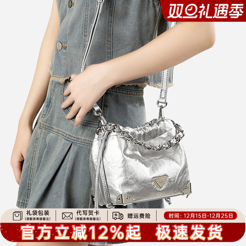 天美意真皮水桶包女手提通勤包女