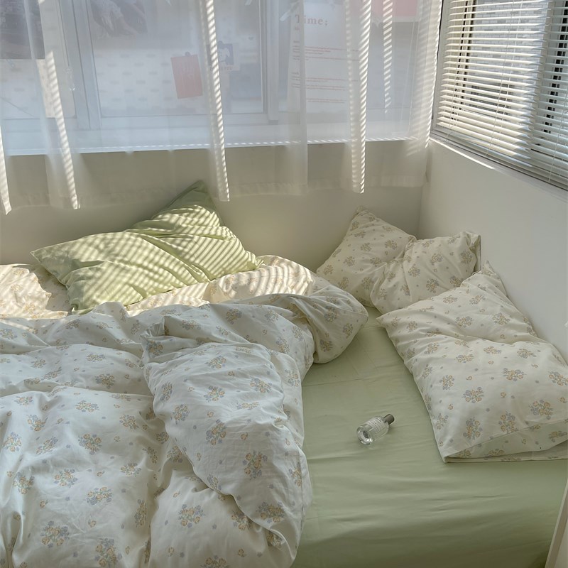梨梦 春水煎茶 小碎花四件套全棉床单被套床笠宿舍床上用品