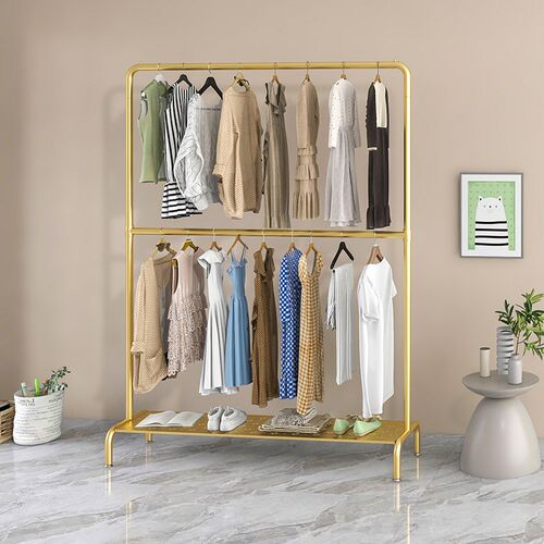 双层服装店展示架落地式童装挂衣架男女装店货架可升降婚纱陈列架