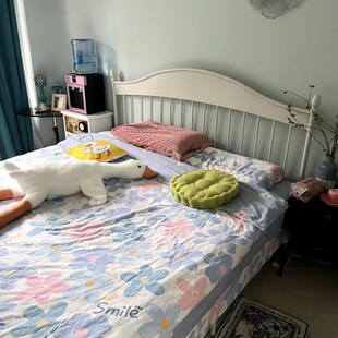 法式白色碳钢床铁艺床简约家用女生床卧室奶油风单人床小户型床架
